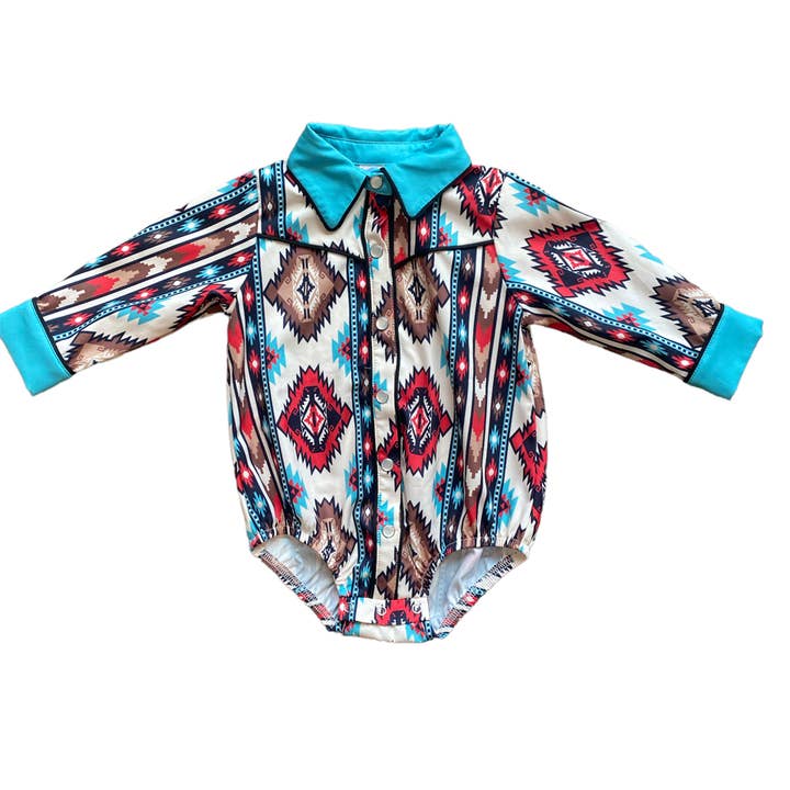 Shea Baby - Wholesale Button Down Shirt - Kids - Aztec Long Sleeve Pearl Snap Shirt