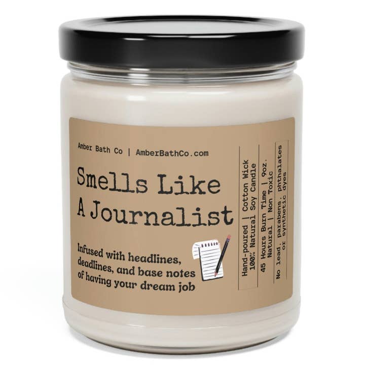 Smells Like A Journalist Soy Candle for wholesale by Amber Bath Co