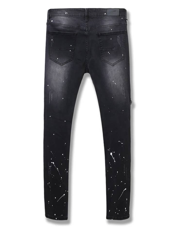 Black RHINESTONE PATCHED JEANS for wholesale on Faire