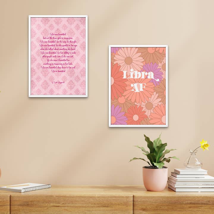 Fairy Bread Designs - Wholesale Art print - F Scott Fitzgerald She Was Beautiful Floral Print2