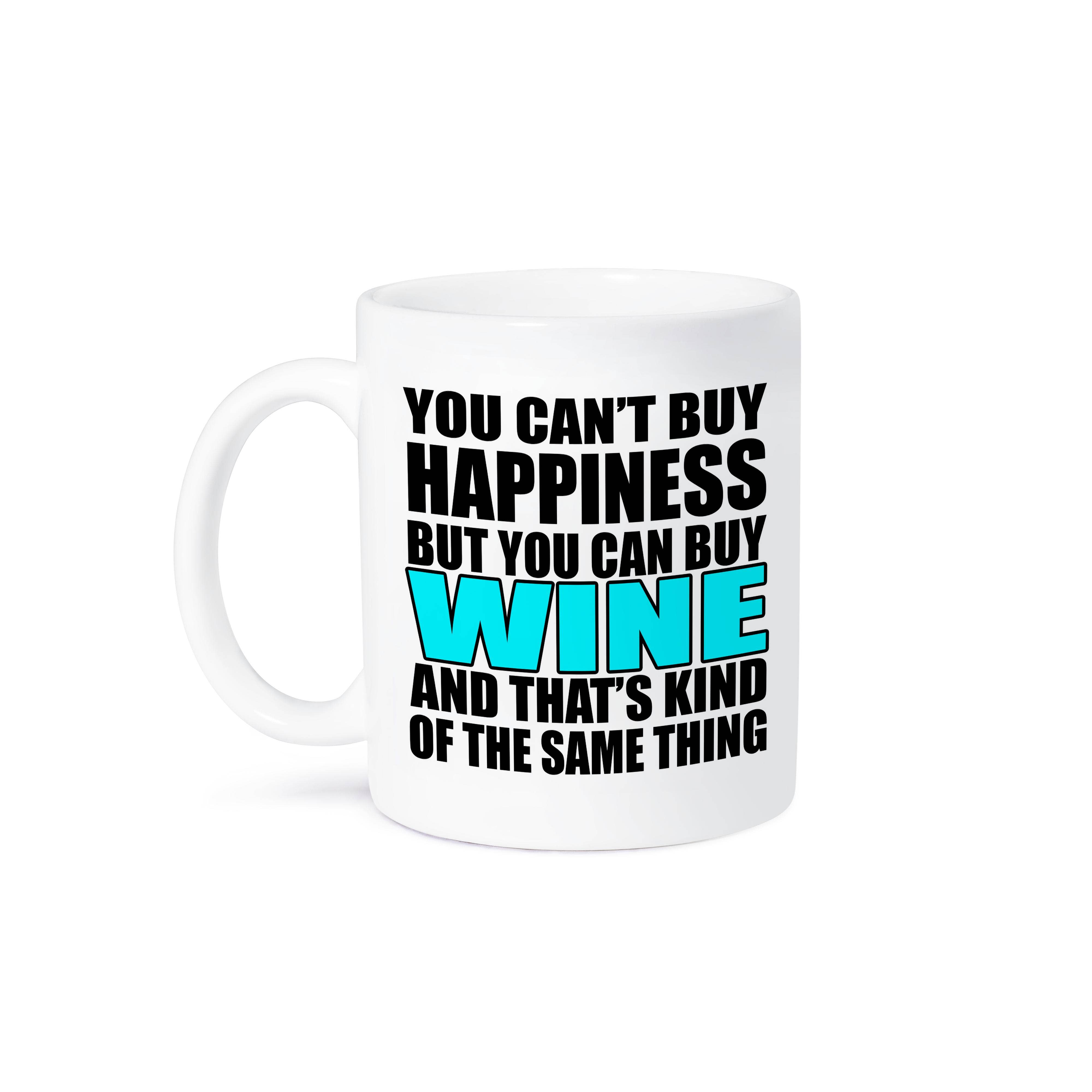3dRose - Wholesale Coffee Mug - 3dRose, You cant buy happiness but you can buy wine, Aqua, Mug8
