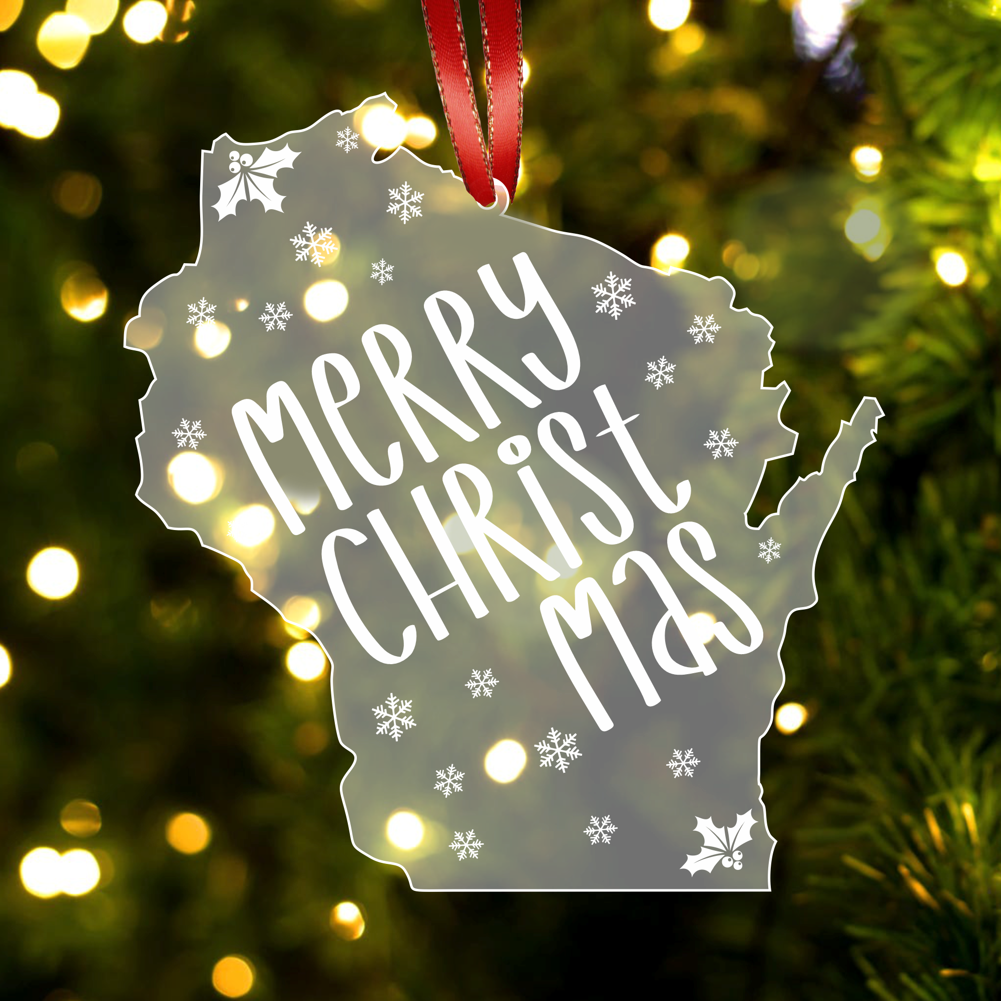 Blue Ridge Mountain Gifts - Wholesale Ornament - Wisconsin - Acrylic Ornament - Merry Christmas0