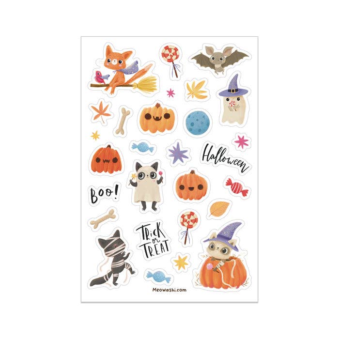Meowashi Studio - Wholesale Sticker - Fun Halloween Vinyl Sticker Sheet