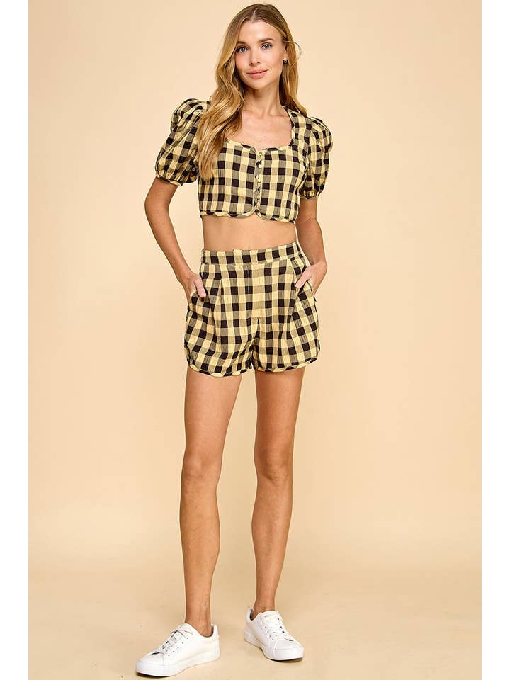 TCEC - Wholesale Shorts - Women's - CP10099-Gingham Shorts With Pockets5