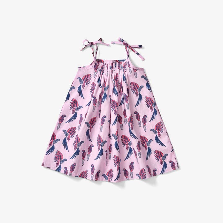 Lewis - Wholesale Dress - Kids - Tie Dress - Parrot | Cotton Candy