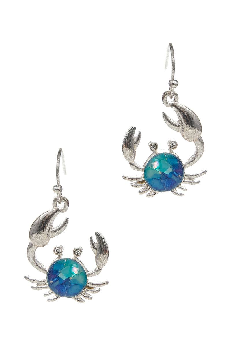 BL Crab Dangle Earrings – Ocean-Inspired Drop Earrings with Iridescent Center for wholesale on Faire1