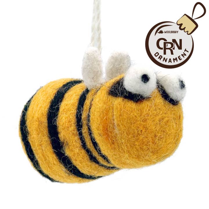 Woolbuddy - Wholesale Ornament - Bee ornament (premade)