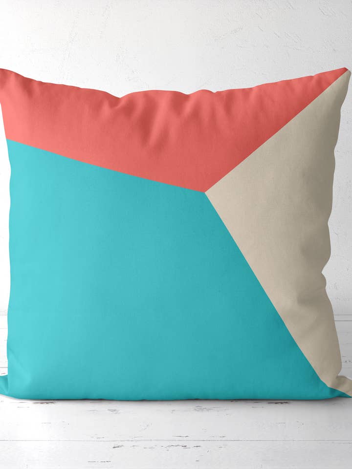 Peach and Mint Geometric Throw pillow for wholesale by Latte Design