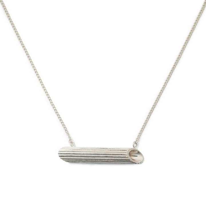Penne Pasta Necklace Sterling Silver By Delicacies Jewelry - Every Purchase Helps Fight Hunger! (Foodie Gift, Food Jewelry, Gift For Her) for wholesale by Delicacies Jewelry