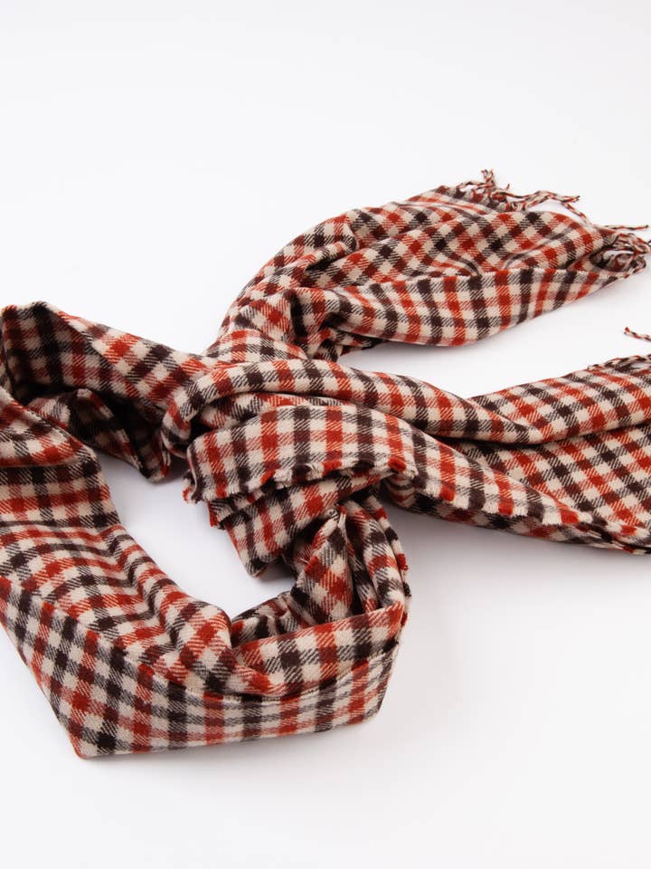 SCIARPA NATALIZIA SVBL1000-CLARINS MINI CHECK, MATTONE/MARRONE per la vendita all'ingrosso da parte di Lucca Couture