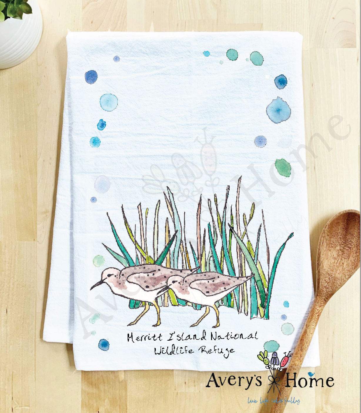 Avery's Home - Wholesale Tea Towel - Sandpipers with Beach Grass Bird Customizable Tea Towel20