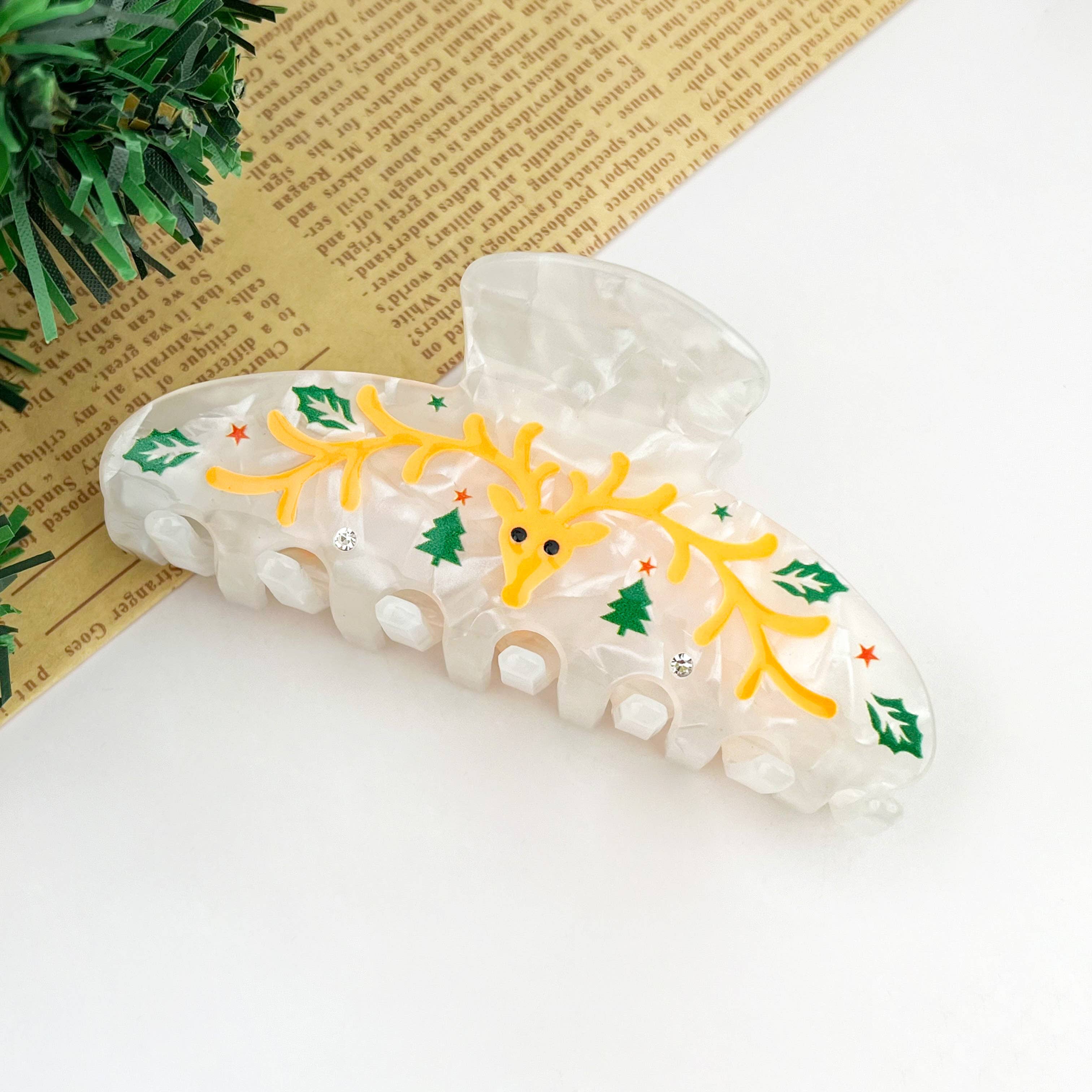 TheDivaSoap - Wholesale Hair Clip - Women's - Christmas Acetate Hair Claw, Holiday Arch-Shaped Hair Clip0