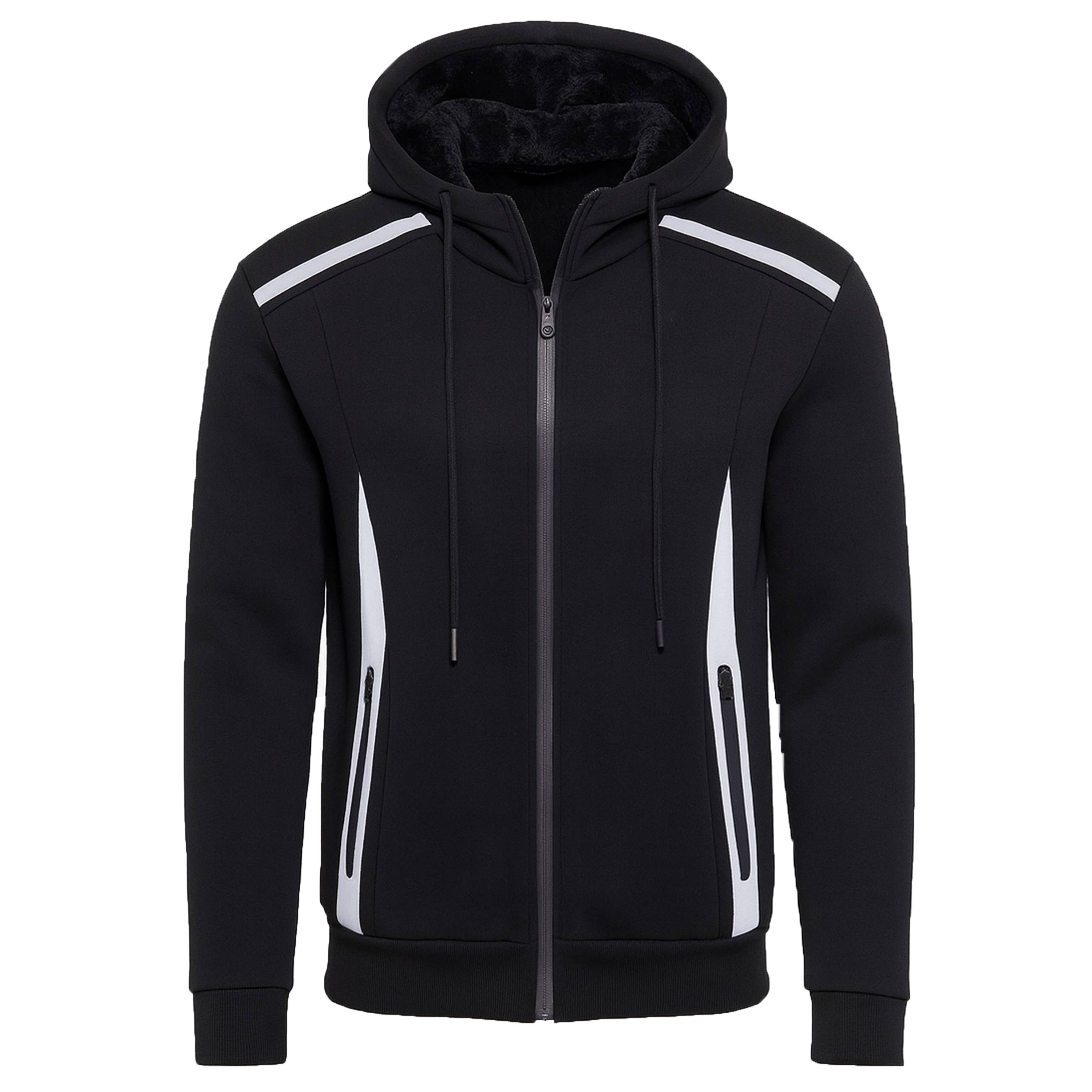 Galaxy By Harvic - Wholesale Hoodie - Men's - Men's Sherpa Fleece Lined Reflective Tech Zip Hoodie (S-3XL)0