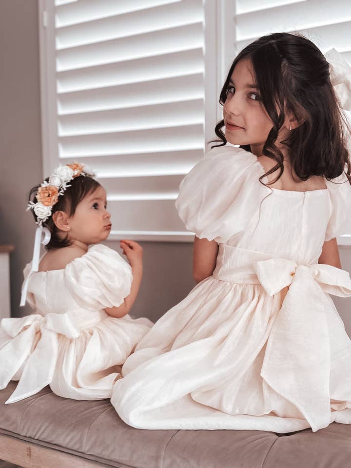 A Little Lacey - Wholesale Dress - Kids - Lucy Girls Champagne Midi Dress