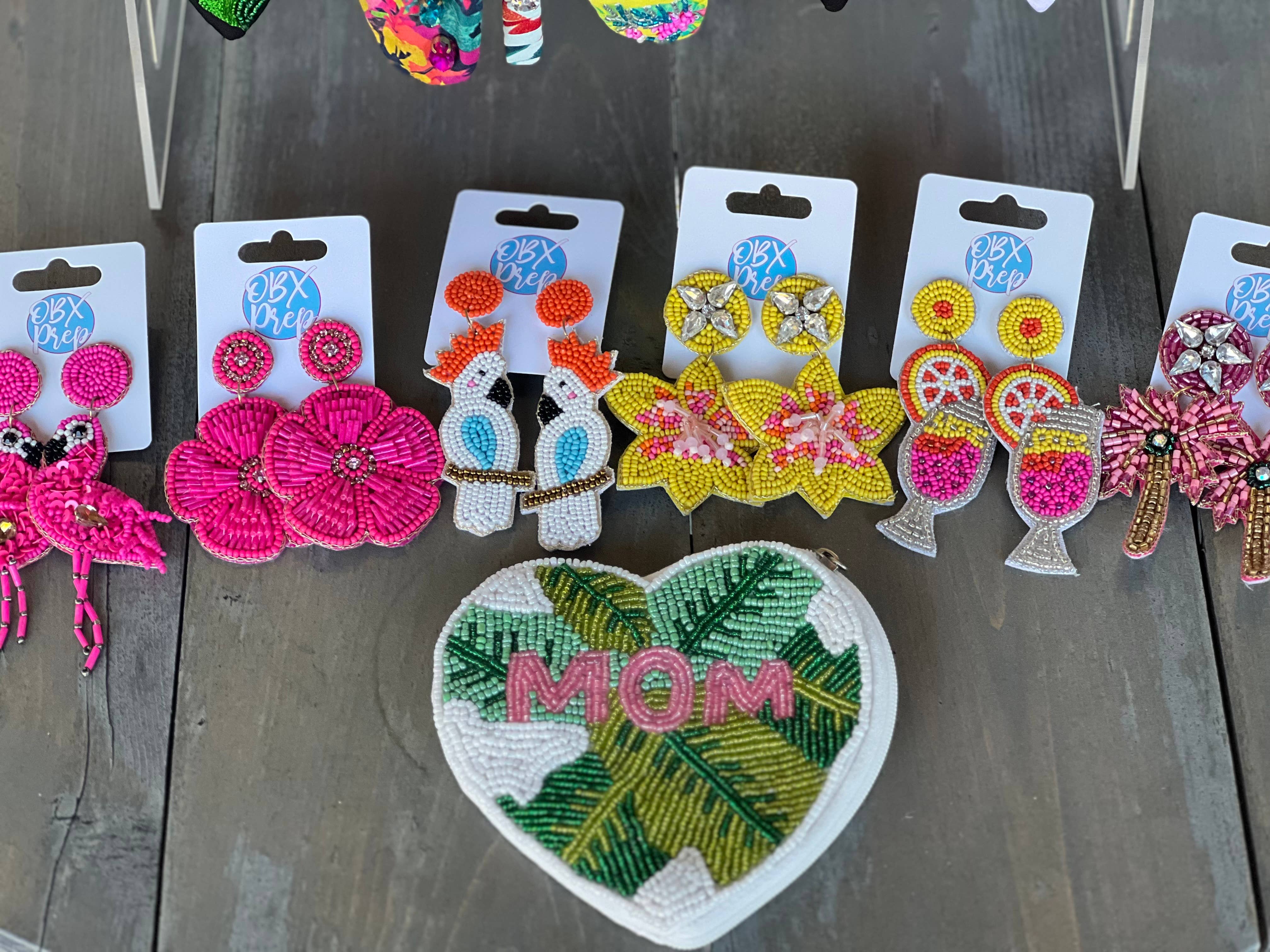 OBX Prep - Wholesale Dangle Earrings - Yellow Hibiscus Beaded Dangle Earrings7