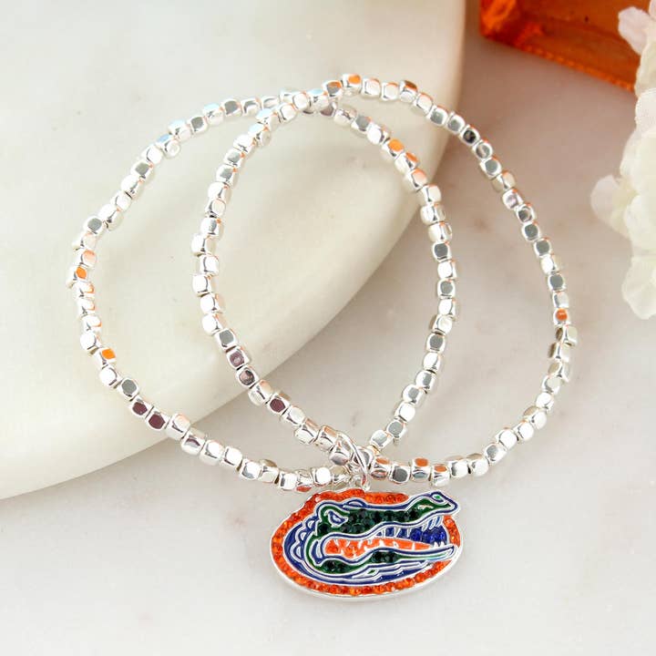 Florida Gator Crystal Logo Stretch Bracelet for wholesale by Seasons Jewelry