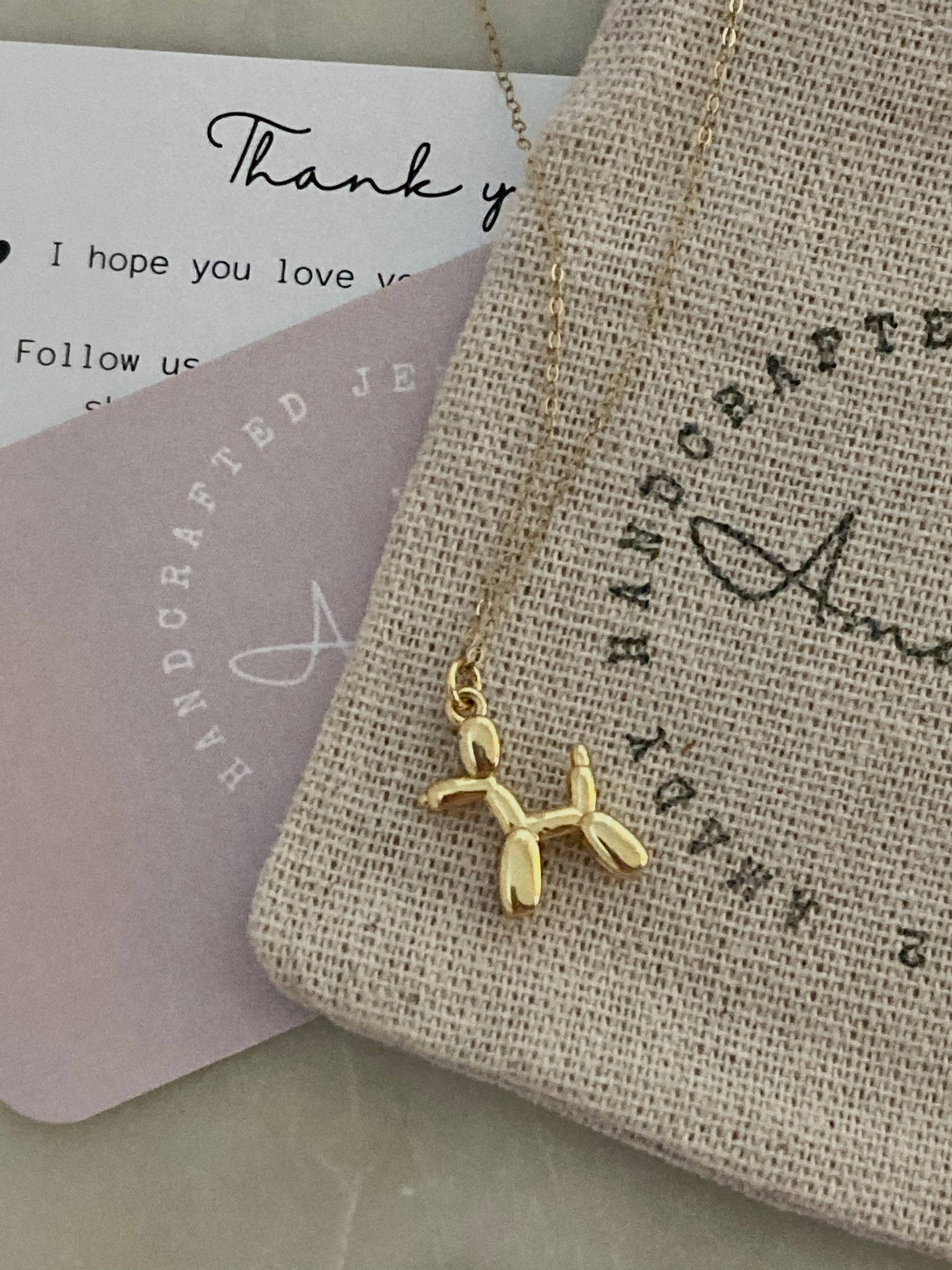 Amady Jewelry – Großhandel Kette mit Anhänger/Charm – Hundehalskette in Ballongold, Welpenballon-Halskette, kleiner Hund7