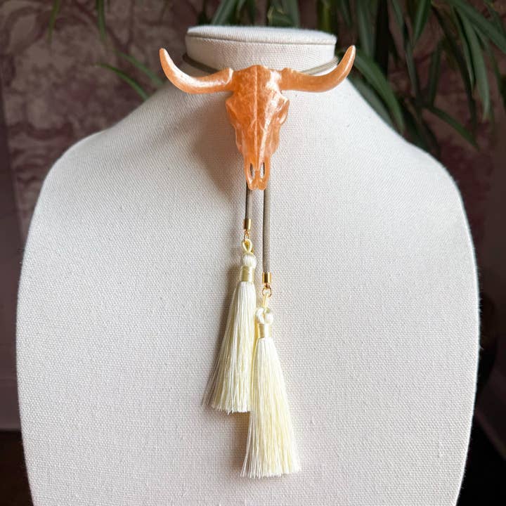 Longhorn Bolo Rookkwarts met Brons & Ivoor voor wholesale door Rahya Jewelry Design
