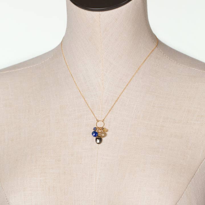 Anne Vaughan Designs Jewelry - Wholesale Pendant/Charm Necklace - Blue Moon 16.5-18.5" Lapis, Labradorite, Sodalite, Mother Of Pearl Cluster Necklace1