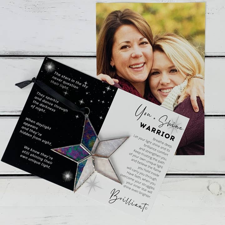 The Grandparent Gift Co. Inc. – wholesale Ornament – You + Shine: Warrior Handmade Stained Glass Star 7703
