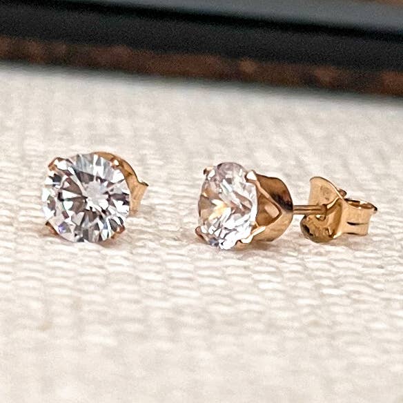 Sela+Sage – wholesale Stud/post earrings – 6mm (.85 karat) CZ Diamond Studs2