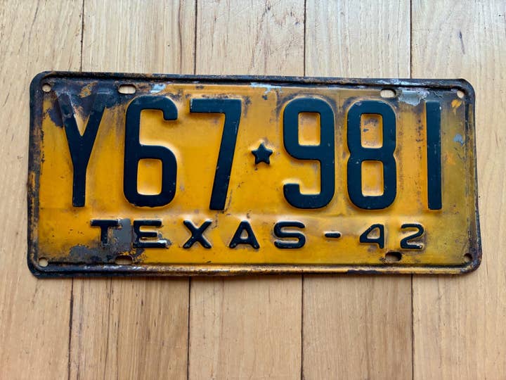 Matrícula de Texas de 1942 para venta al por mayor de RusticPlates