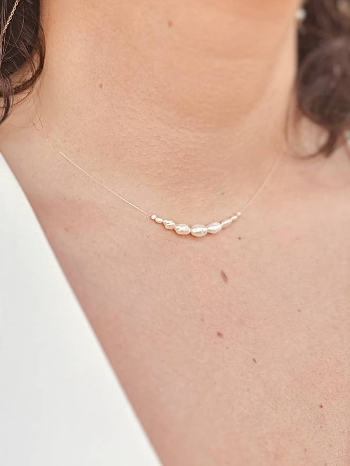 Wedding Dainty Unsichtbare Halskette mit Süßwasserperlen für den Großhandel von terracottaandsun