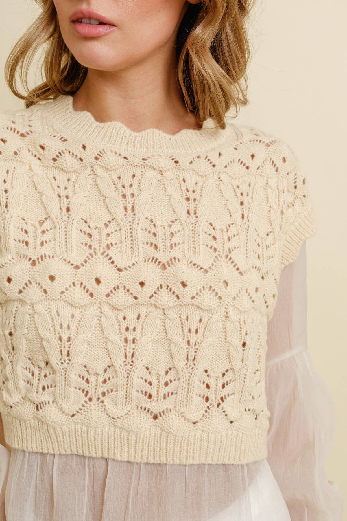 Cloud Ten - Wholesale Knit Top - Women's - CSW11746A - CROCHET LAYERED TOP3