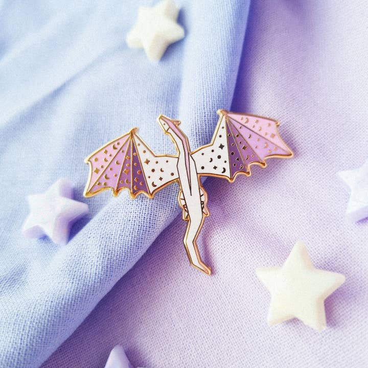 Purple and White Dragon Enamel Pin for wholesale by Swiftterly