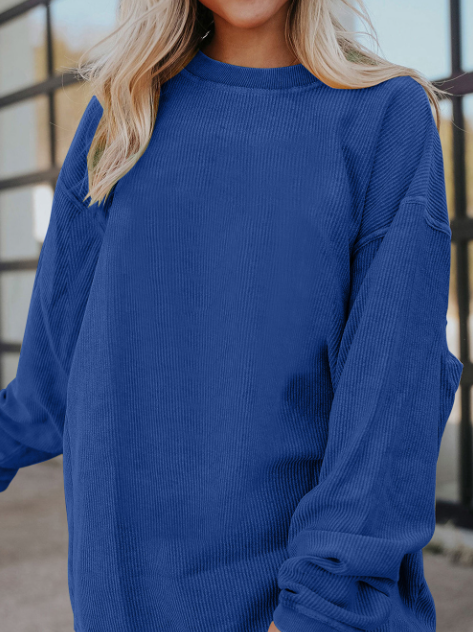 Lovesoft – wholesale Sweatshirt - Dam – Ljusgrå långärmad ribbad överdimensionerad tröja18