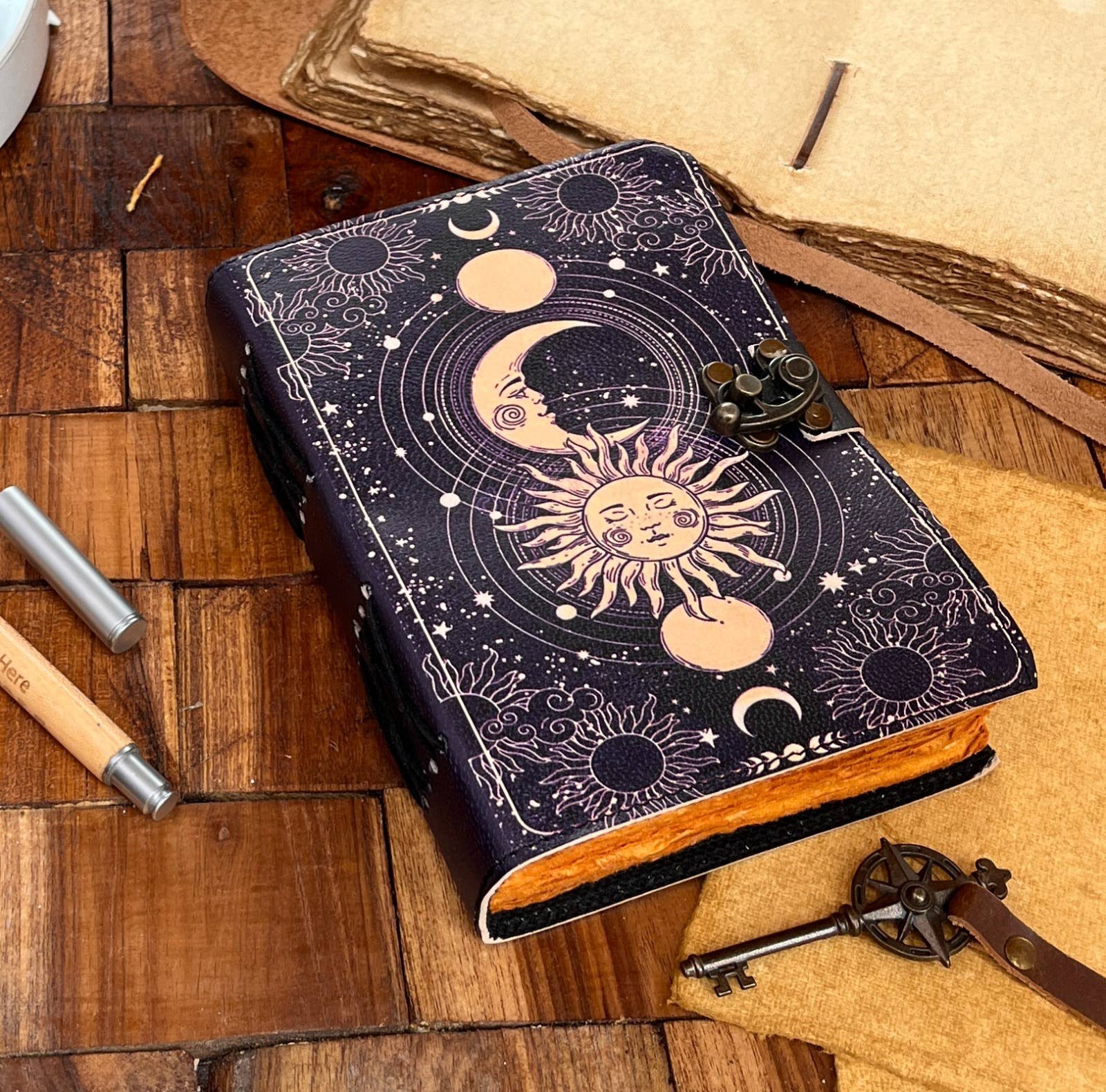 MNM HANDICRAFTS - Wholesale Journal/diary - Sun & moon vintage leather journal wiccan decor spell book2