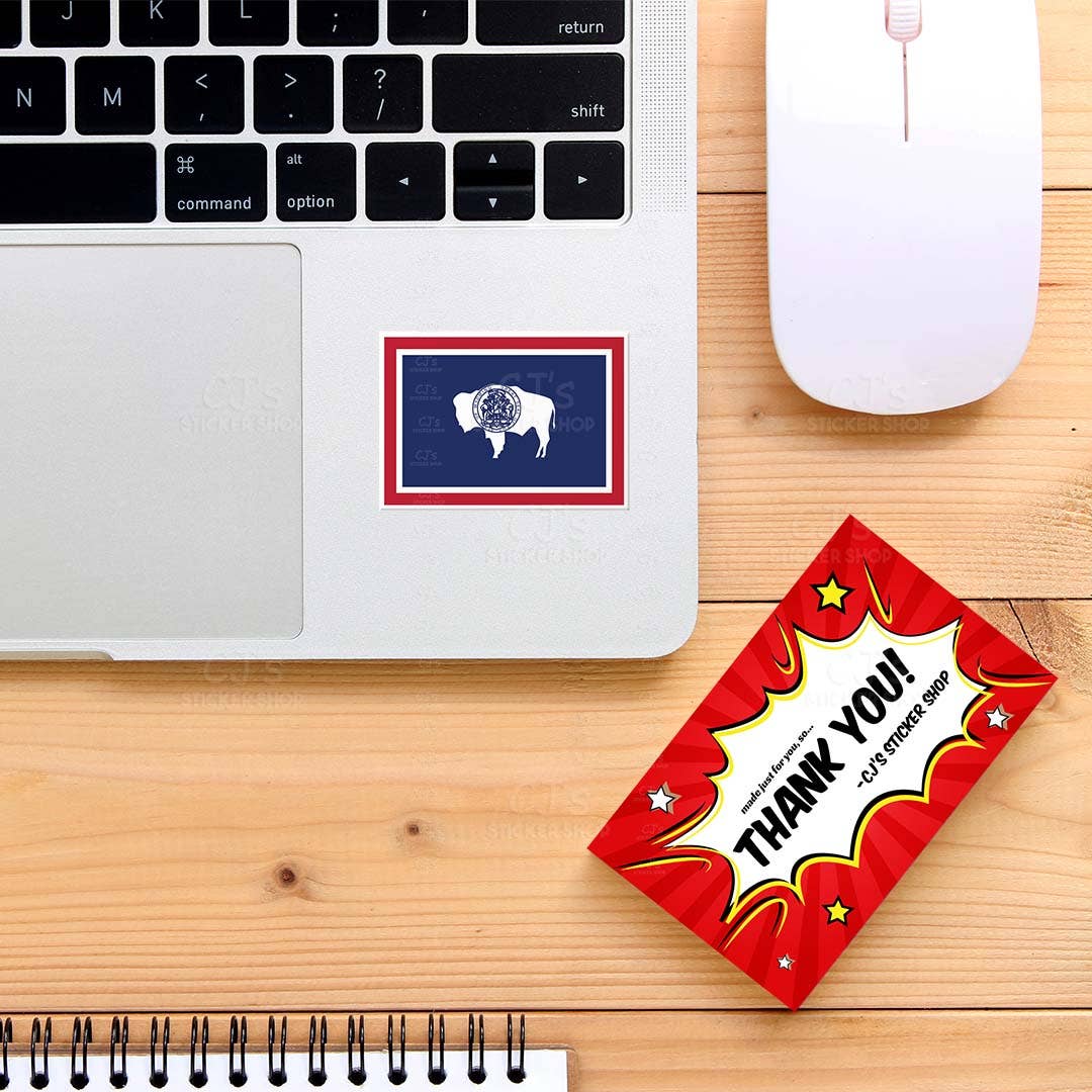 CJ's Sticker Shop - Vendita all'ingrosso Adesivo - Adesivo in vinile con bandiera dello stato del Wyoming1