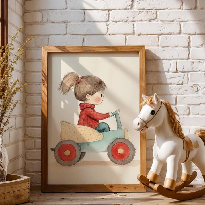 Leksaksbil Illustration | Pastellpalett | Inramad för wholesale av Artsriver