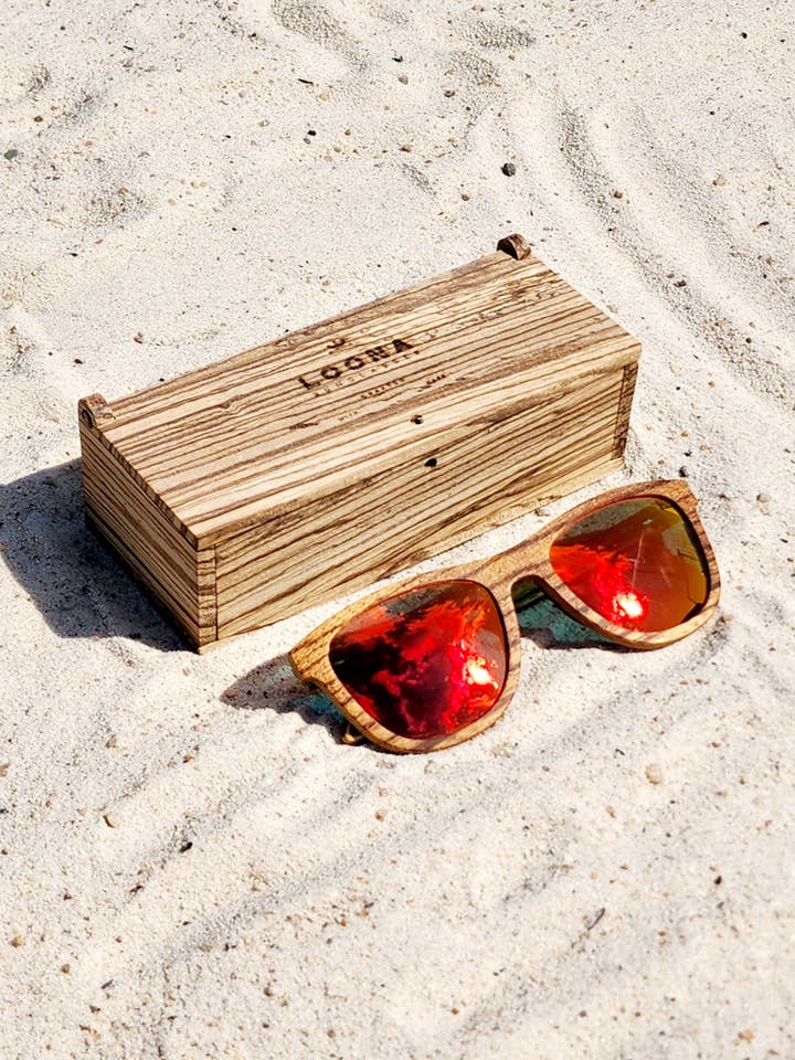 Radiance Zebrawood Wooden Sunglasses for wholesale by Loona