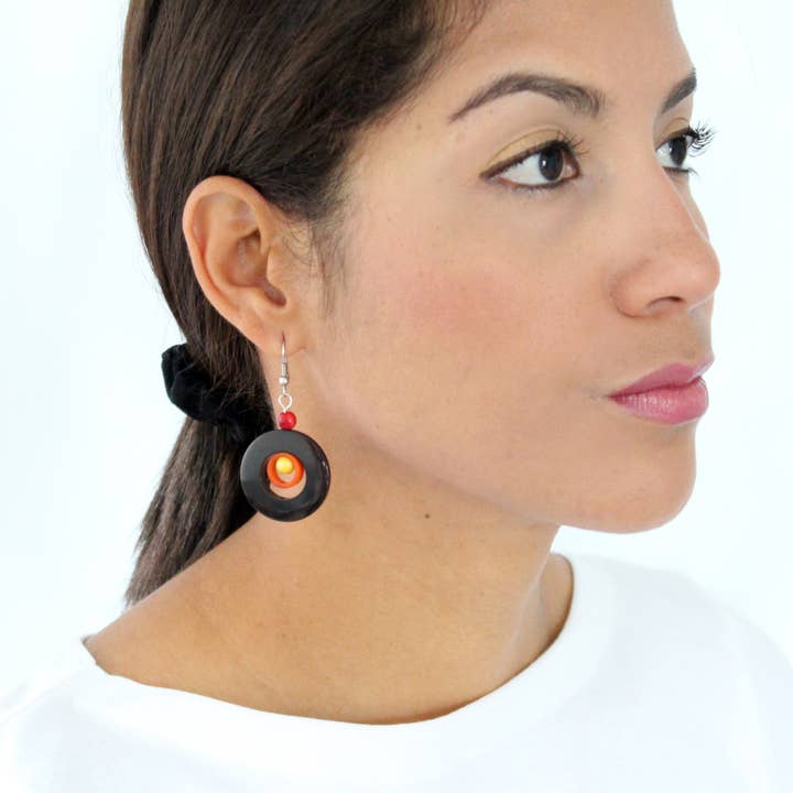 Muichic Natural Jewelry - Wholesale Dangle Earrings - Circles Tagua Earrings Handmade Fairtrade Lightweight4