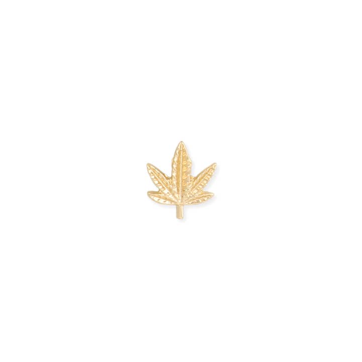 ZAD - Wholesale Stud/Post Earrings - High Times Gold Cannabis Leaf Post Earrings1