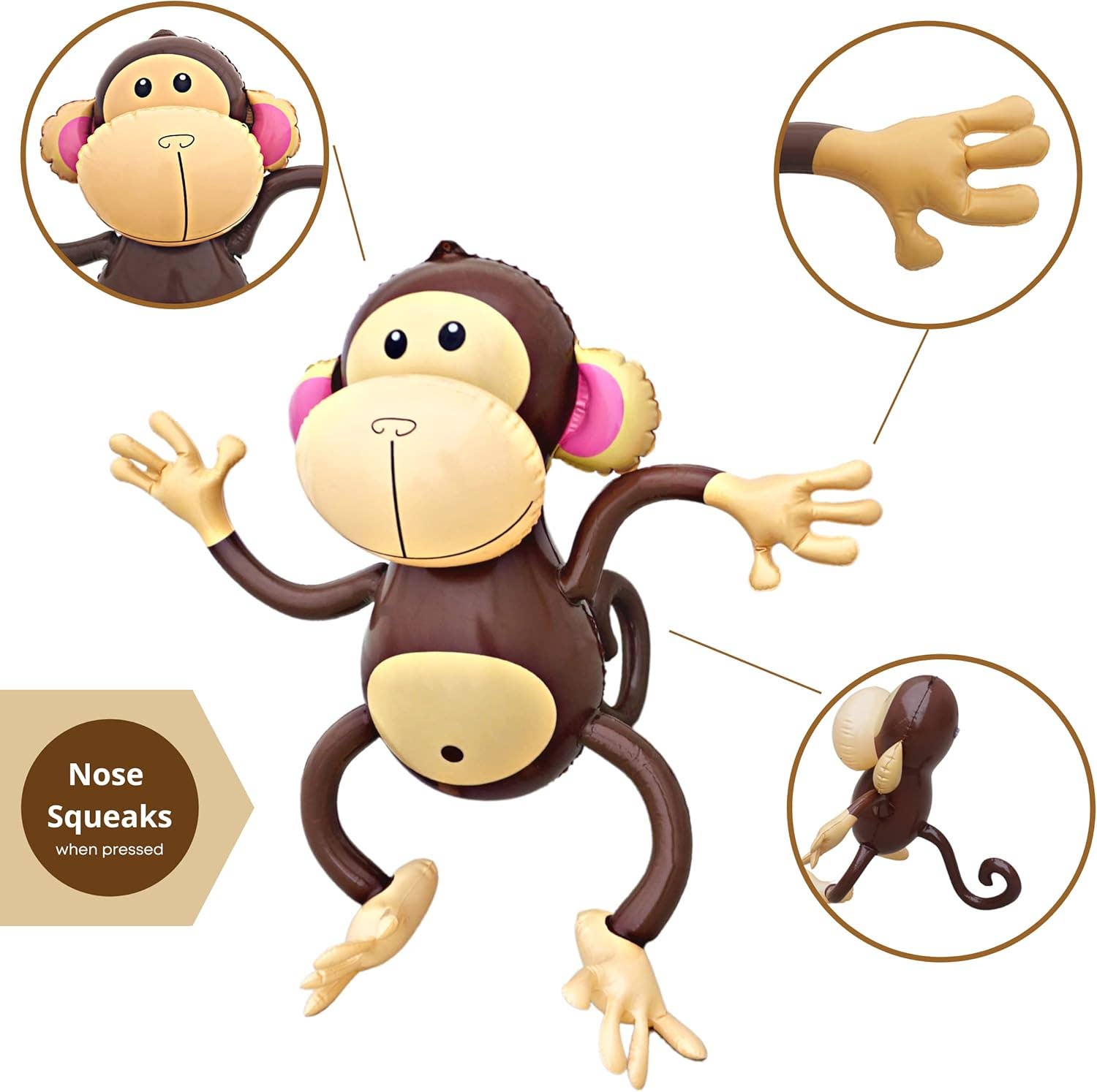 4E's Novelty - Wholesale Inflatable Toy - Kids & Baby - 4E's Novelty 4 Pack 27'' Inflatable Monkeys - Jungle Decor & Party Supplies3