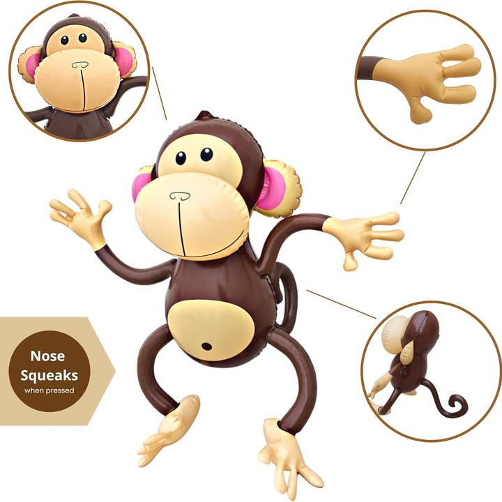 4E's Novelty - Wholesale Inflatable Toy - Kids & Baby - 4E's Novelty 4 Pack 27'' Inflatable Monkeys - Jungle Decor & Party Supplies3