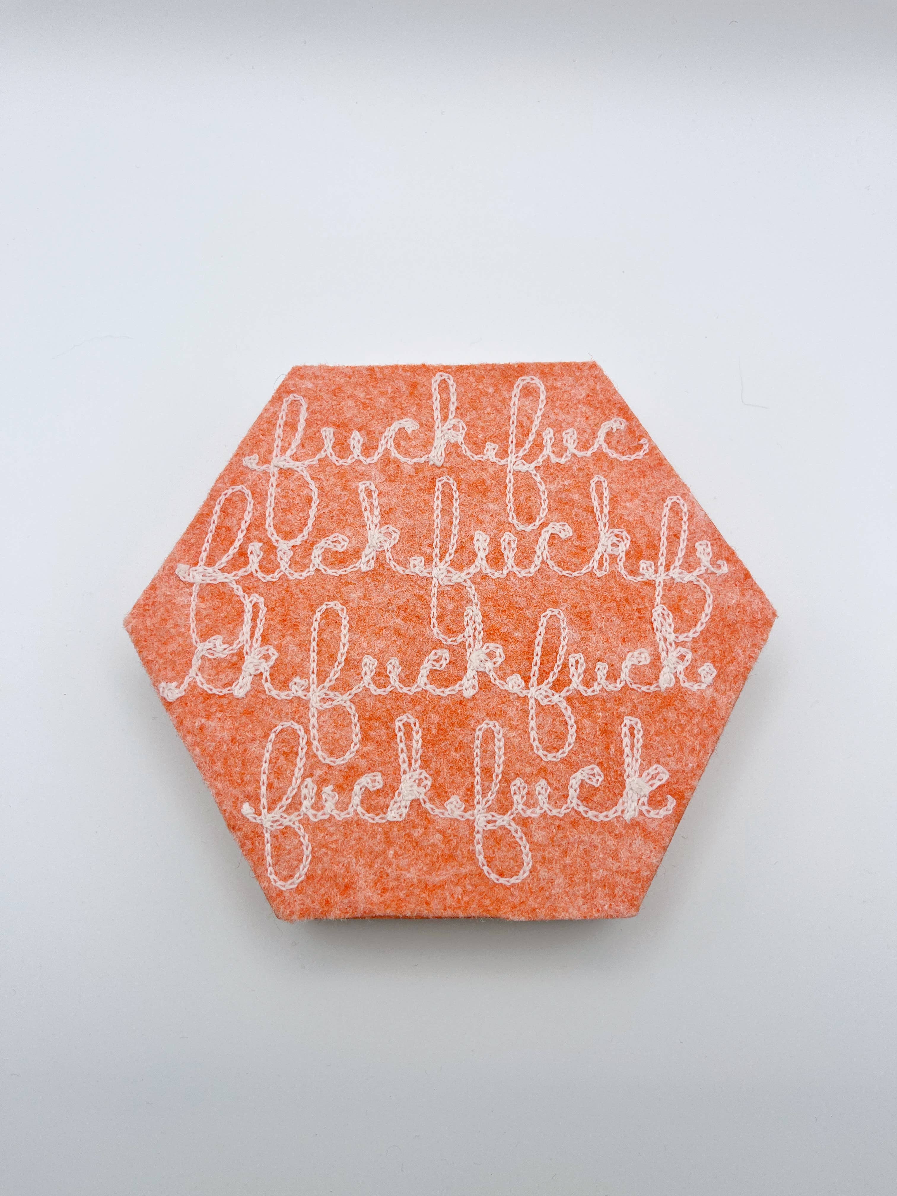 Cat Babbie - Wholesale Wall Accent - Fuck, Fuck, Repeat Hexagon Fiber Art1