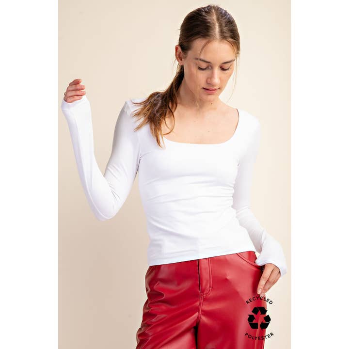 Rae Mode - Wholesale Athletic Top - Women's - RECYCLED BUTTER SQUARE NECK LONG SLEEVE TOP36