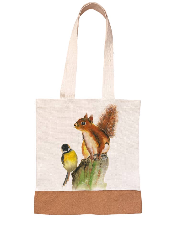 Linnen/Canvas Draagtas - Bedrijf - Vogel en Eekhoorn voor wholesale door Oladesign