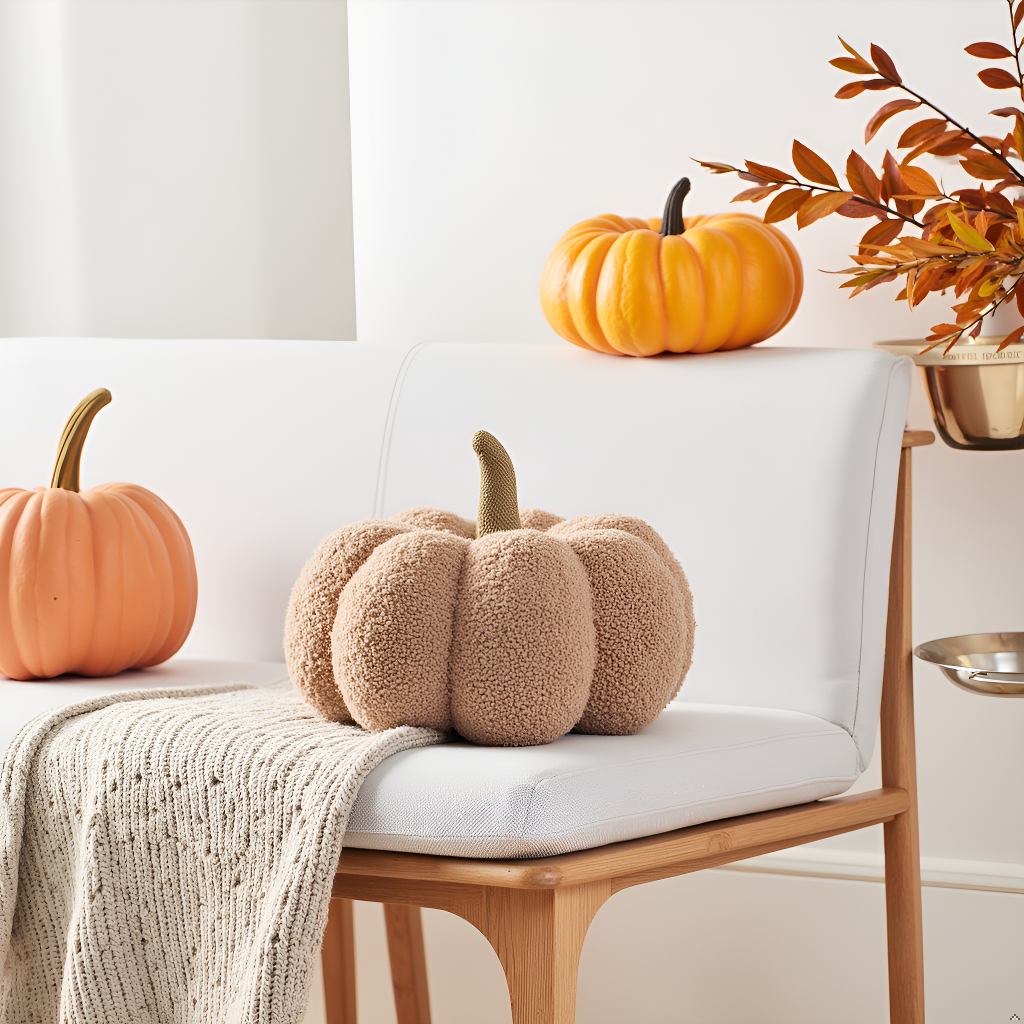 Pearhead - Wholesale Throw/Decorative Pillow - Beige Sherpa Pumpkin Pillow, Fall Decor4