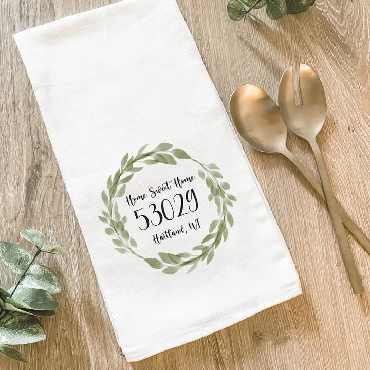 Lissi Designs - Wholesale Tea Towel - Custom Home City, State, Zip Code  - Cotton Tea Towel1