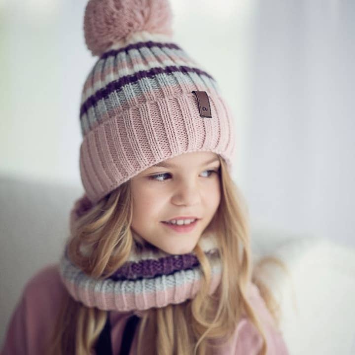 Ander - Wholesale Beanie - Kids - Pom pom hat and snood Anatalone- 7-11 years old size