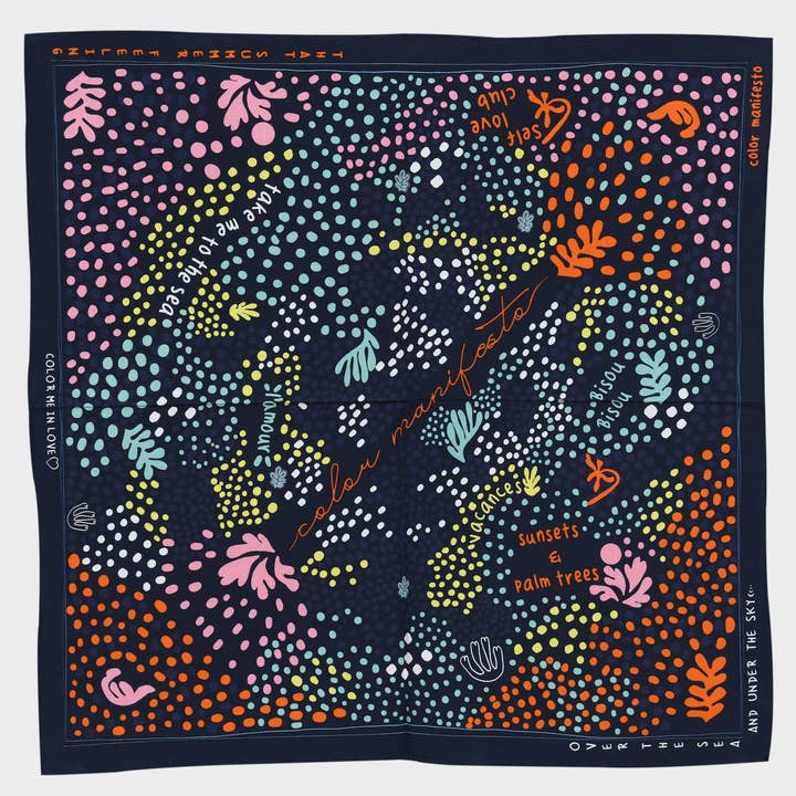 Pañuelo azul marino de algodón 100% «Take Me To The Sea» para venta al por mayor de Color Manifesto
