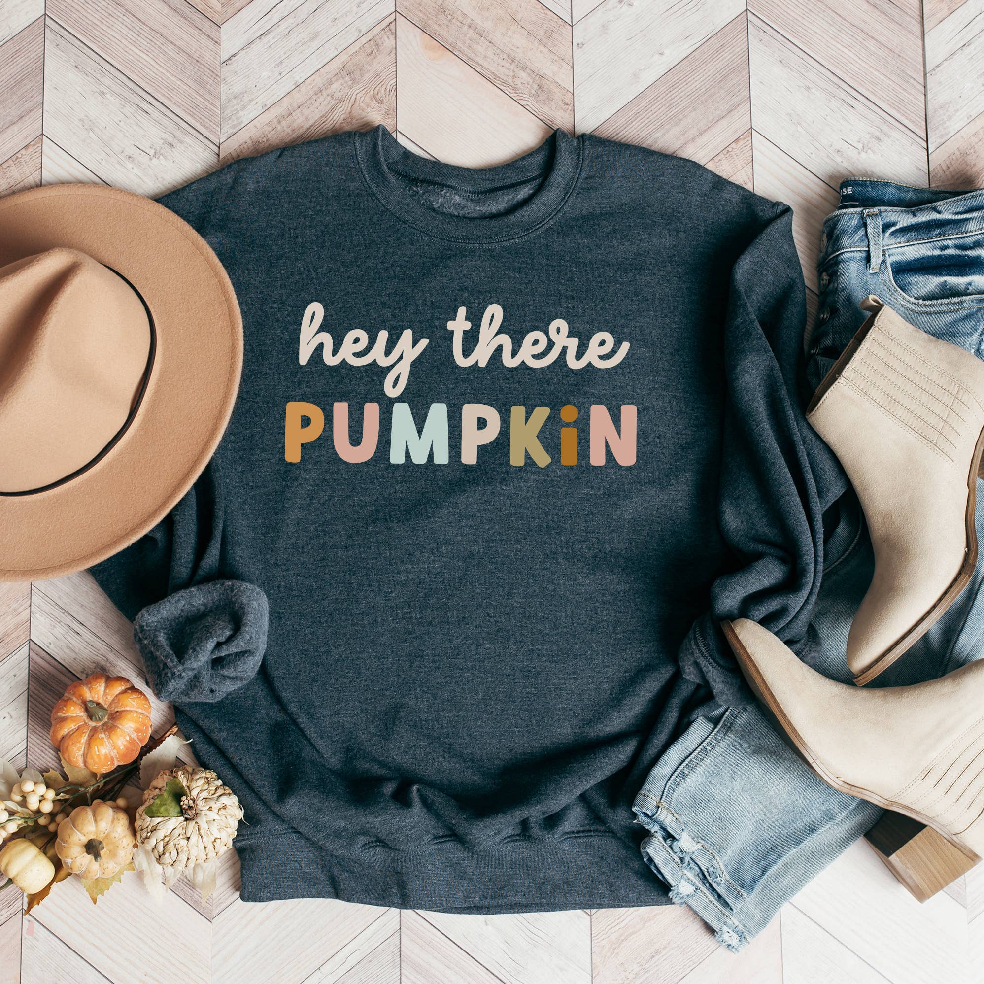 Olive And Ivory Wholesale - Wholesale Graphic Sweatshirt - Women's - Hey There Pumpkin Colorful | Sweatshirt | Fall0