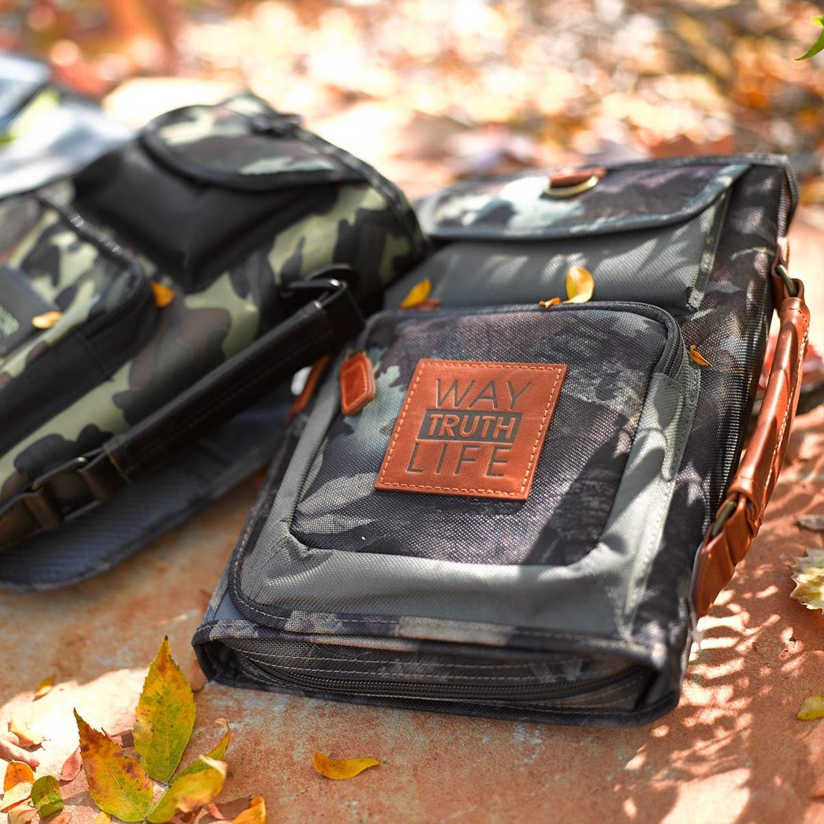 Christian Art Gifts - Wholesale Bible Cover - Bible Cover Organizer Tri-fold Camouflage Way Truth Life6