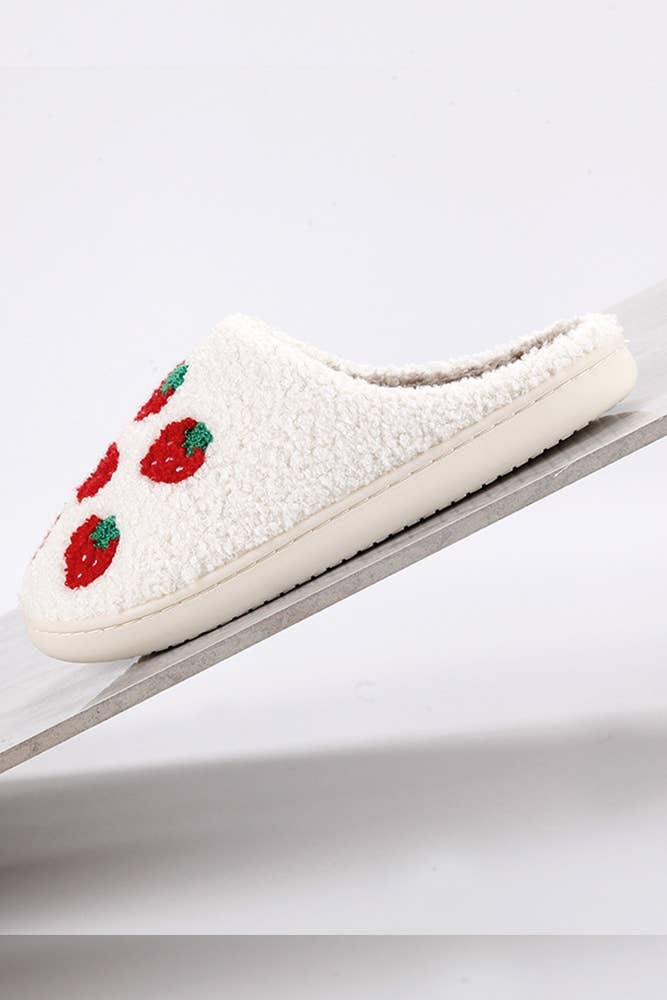 White Cozy Warm Strawberry Flurry Knit Slippers CF-MMD009 for wholesale on Faire3