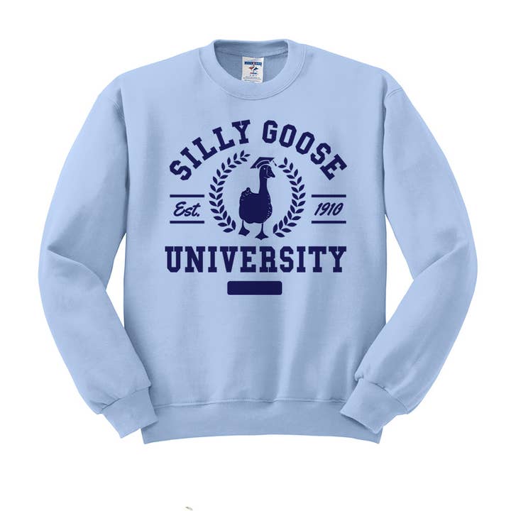 Felpa a girocollo Silly Goose University per la vendita all'ingrosso da parte di Lucky Luna Apparel