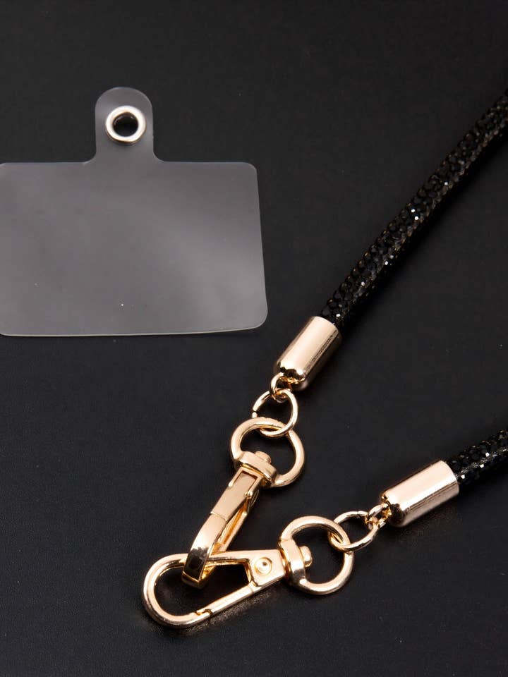 Rhinestone Rope Crossbody Lanyard PC5597 - Black for wholesale by Ole